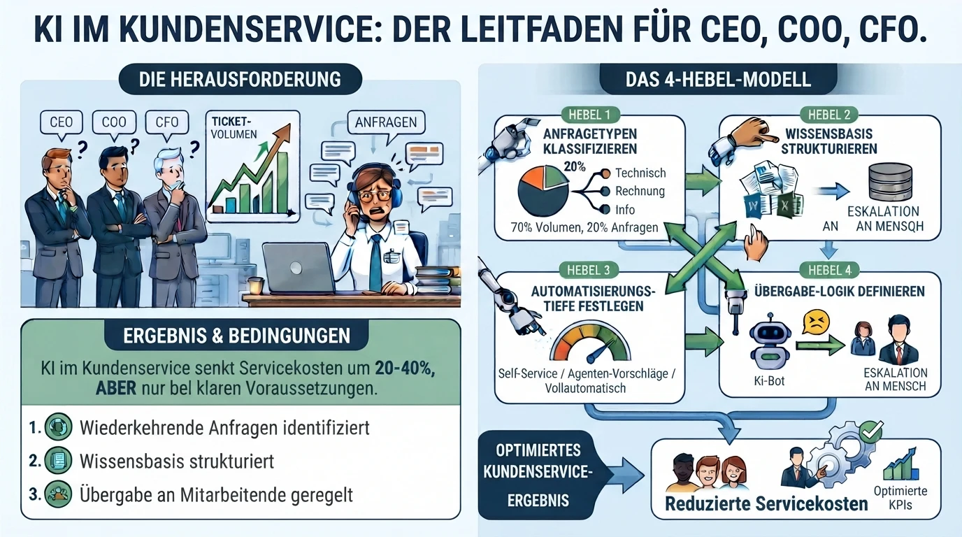 Das 4-Hebel-Modell der KI-gestützten Servicetransformation